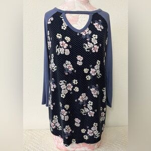 Maurices Navy Floral Long Sleeve Dress